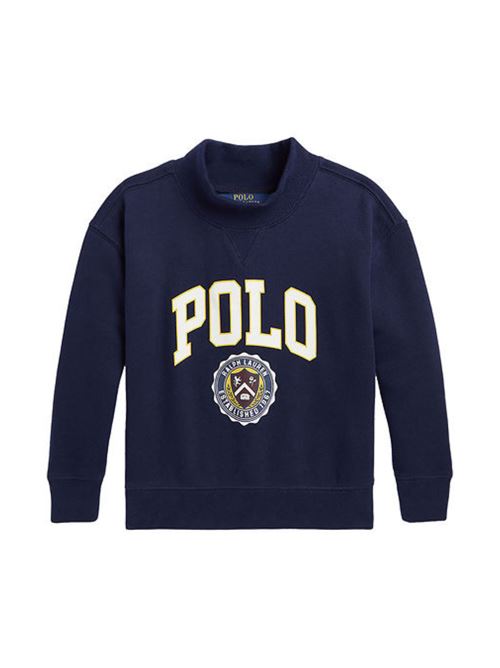 Felpa Bambina blu con bordi a coste POLO RALPH LAUREN | 313916830002